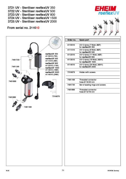 EHEIM sterylizator reeflexUV 500 (3722210) EHEIM sterylizator reeflexUV 500 (3722210)