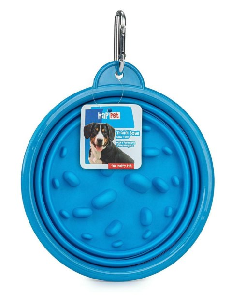 Miska silikonowa turystyczna składana spowalniająca niebieska