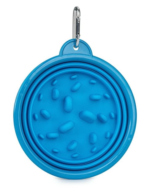 Miska silikonowa turystyczna składana spowalniająca niebieska