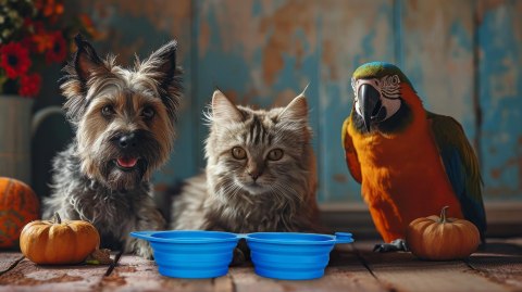 Podwójna miska silikonowa turystyczna składana 2x0,35l