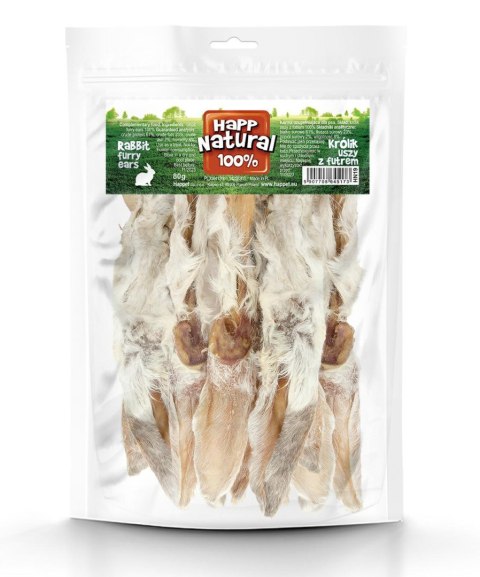 Królik uszy z futrem 100% naturalne, 80g