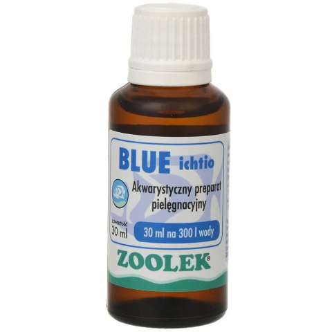 ZOOLEK BLUE Ichtio 30 ml, Preparat przeciw pierwotniakom, glonom, na ospę