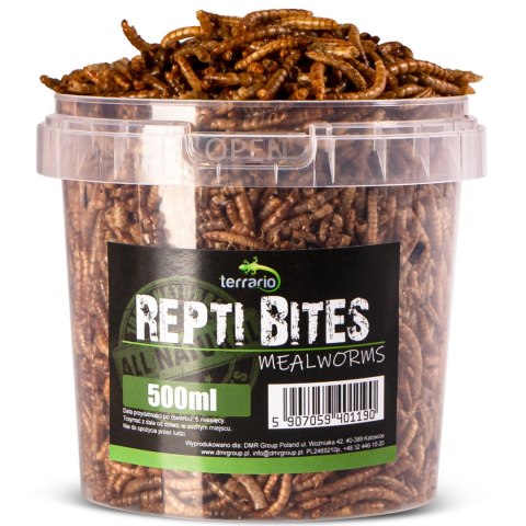 Terrario Repti Bites Mealworms 500ml - larwy mącznika suszone Terrario Repti Bites Mealworms 500ml - larwy mącznika suszone
