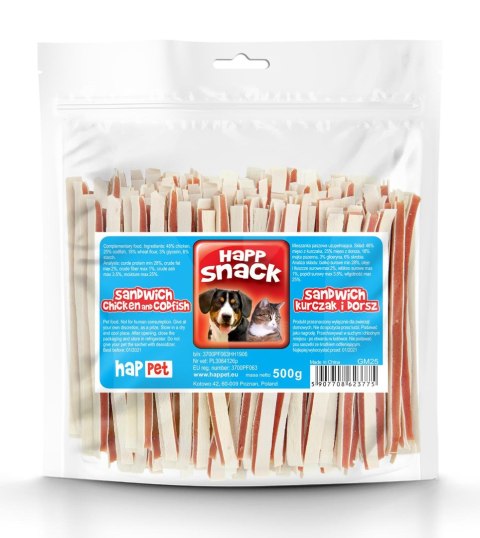 Happet sandwich kurczak & dorsz – przysmak dla psa 500 g