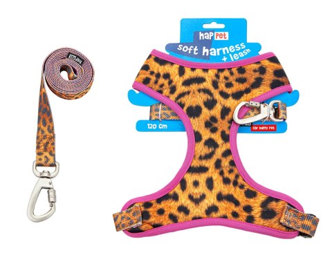 Happet puszorek + smycz „panterka” – bezuciskowe szelki dla psa
