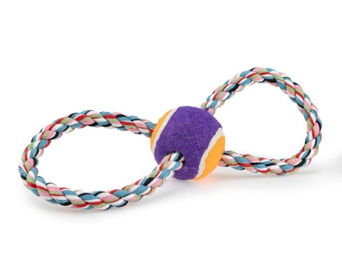 Happet zabawka dla psa – sznurek ósemka + piłka, 28cm do przeciągania