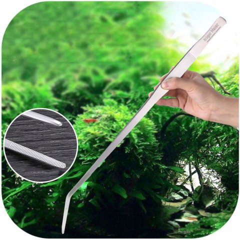 Kruger Meier pęseta zagięta 48 cm – stal nierdzewna, do dużych akwariów