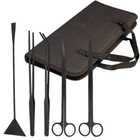 Zestaw narzędzi do akwarium 5w1 – stal nierdzewna, etui, czarne