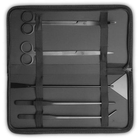 Zestaw narzędzi do akwarium 5w1 – stal nierdzewna, etui, czarne
