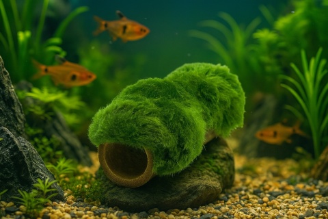 Gałęzatka na rurce bambusa Ozdoba z żywej rośliny Cladophora