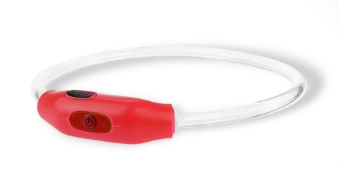 Happet Obroża LED czerwona L – widoczność, USB, 3 tryby świecenia