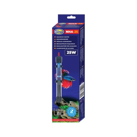 Aqua Nova Grzałka 25W – do akwarium 25 l, szkło kwarcowe, termostat