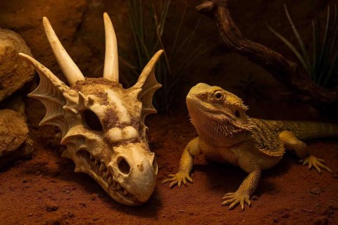 R206 ozdoba terrarium czaszka smok