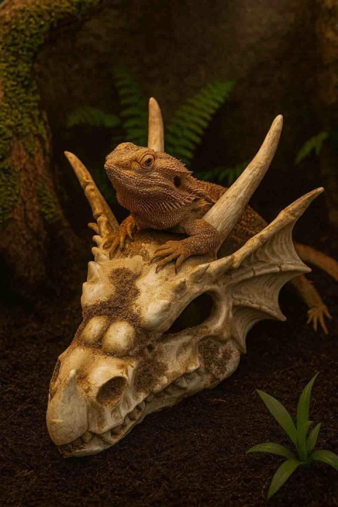 R206 ozdoba terrarium czaszka smok