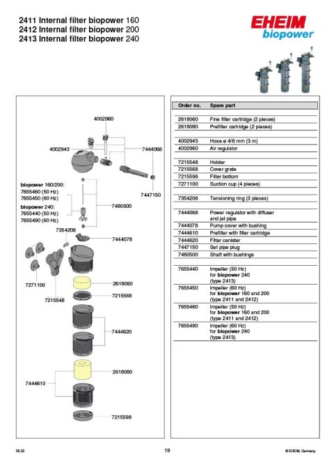 EHEIM biopower 200 – filtr wewnętrzny do akwarium 200 l, modułowy 2412020