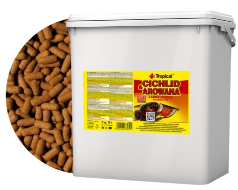 Tropical Cichlid & Arowana Large Sticks wiadro 10l/3kg karma dla arowan