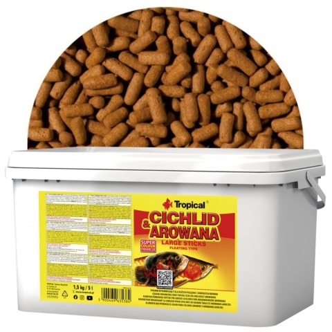 Tropical Cichlid & Arowana Large Sticks wiadro 5l/1,5kg karma dla arowan