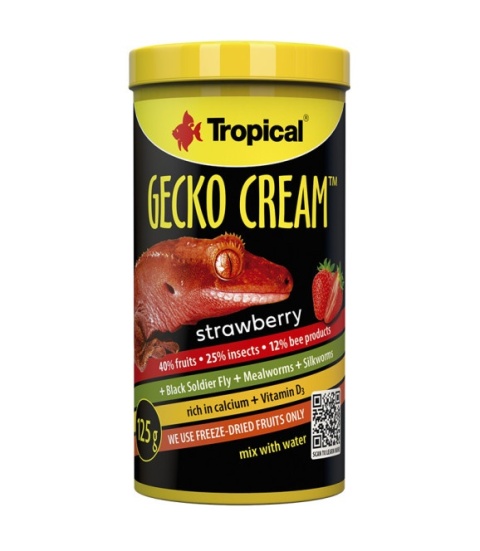 Tropical Gecko Cream Strawberry 250ml/125g – mus dla gekonów owocożernych