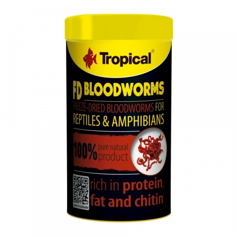 Tropical FD Blood Worms 100ml/7g – liofilizowana ochotka dla gadów i płazów