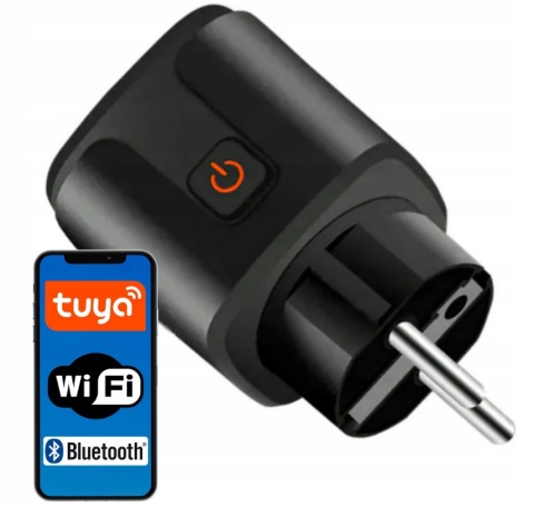Inteligentne gniazdko WiFi TUYA 16A czarne – watomierz, timer, licznik