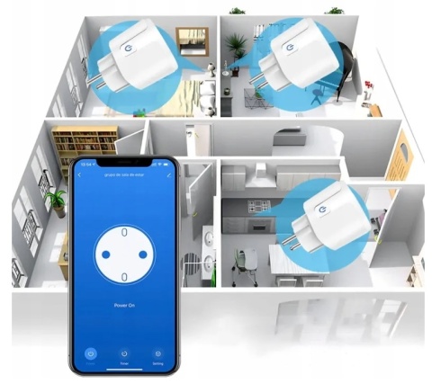 Inteligentne gniazdko WiFi Tuya Smart Life – sterowanie głosowe, pomiar energii