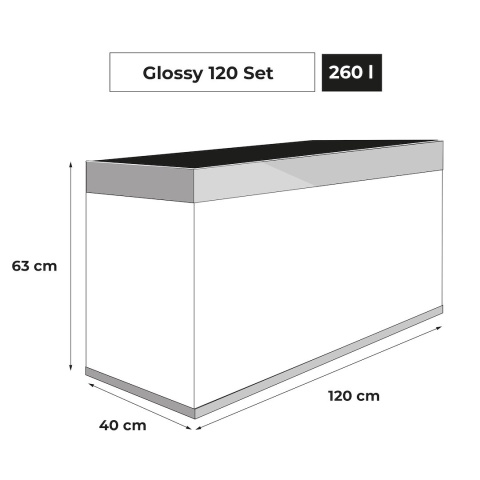 Aquael Glossy St 120 Day&Night 260 l szary z szafką | Safe Tank LED 2.0