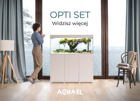 Aquael Opti Set 200 biały 2.0 z szafką, akwarium opti 200 l led Day&Night