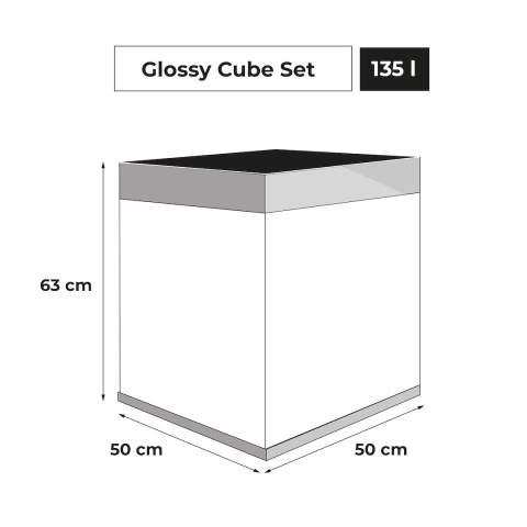 Aquael Glossy Cube St 50 Day&Night 135 l szary z szafką | Safe Tank