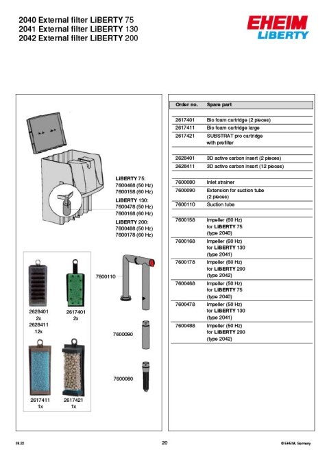 EHEIM Liberty 200 – filtr zewnętrzny kaskadowy do 200 l (model 2042)