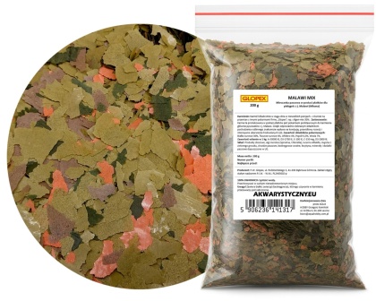 Glopex Malawi Mix 200 g – pokarm płatkowany dla pyszczaków z Malawi (Mbuna)