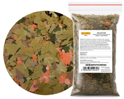 Glopex Malawi Mix 200 g – pokarm płatkowany dla pyszczaków z Malawi (Mbuna)