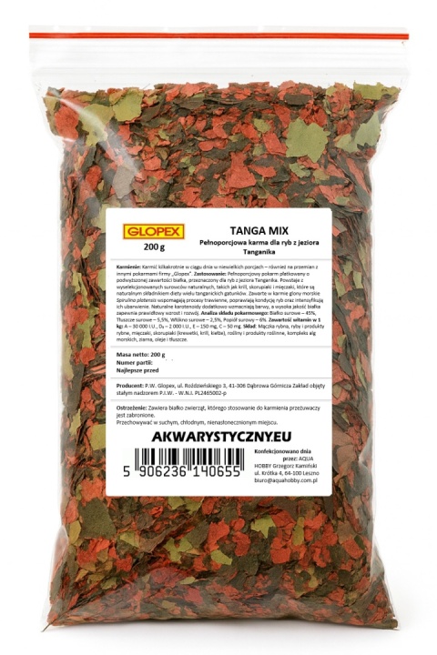 Glopex Tanga-Mix 1 kg (5×200 g) – pokarm płatkowany dla ryb z Tanganiki