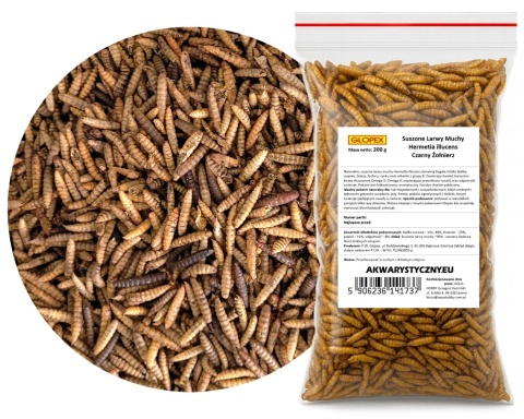 Larwy Hermetia illucens, 200 g – suszone larwy muchy czarnej żołnierki