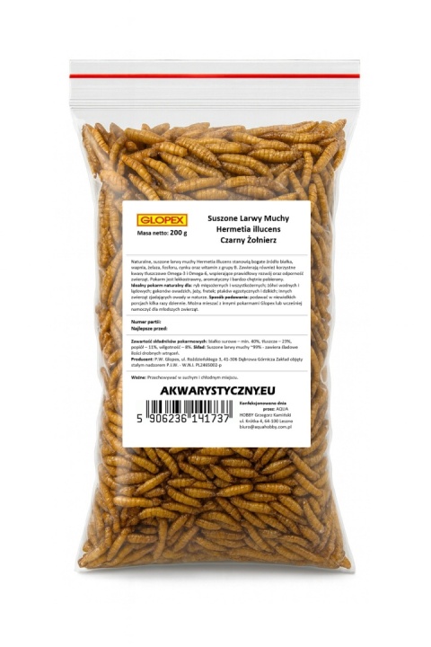 Larwy Hermetia illucens, 200 g – suszone larwy muchy czarnej żołnierki