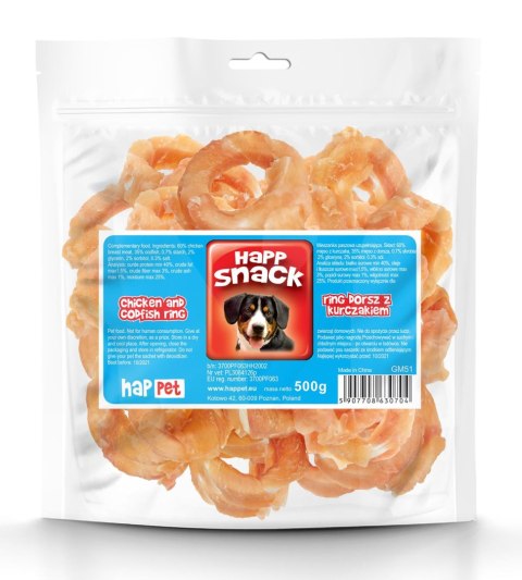 Happet Ring Dorsz z Kurczakiem 500 g – naturalny przysmak dla psa