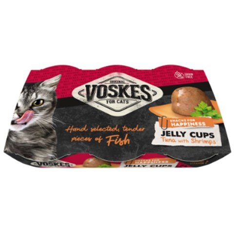 Voskes Jelly Cups Tuna & Prawn - galaretka z tuńczykiem i krewetkami przysmak dla kota 6x25g