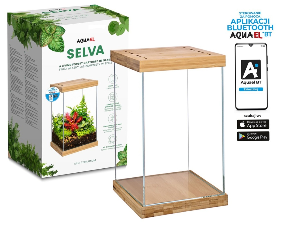 Aquael Selva Mini Terrarium  szklane terrarium z LED WRGB i bambusem   Sklep Akwarystyczny.EU