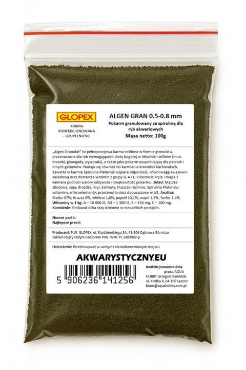 Glopex Algen Gran 0.5–0.8 mm, 100 g – pokarm granulowany ze spiruliną