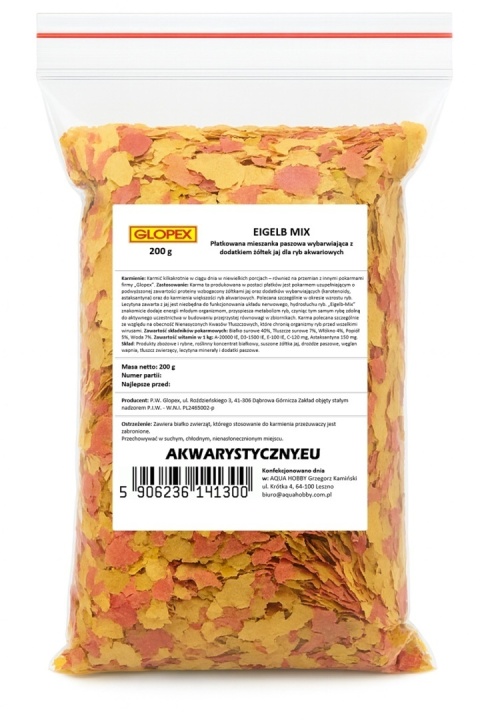 Glopex Eigelb-Mix 1kg/5l (5x200g) – wzrostowy pokarm płatkowany dla ryb