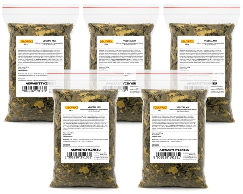 Glopex Vegetal-Mix 1kg/5l (5x200g) – roślinny pokarm płatkowany dla ryb