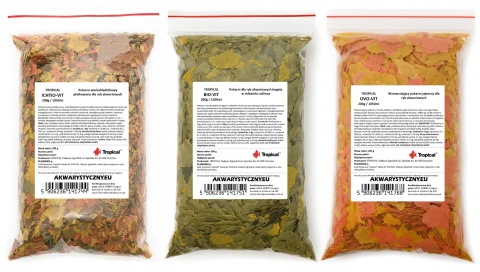 Zestaw pokarmów Tropical 600g/3150ml – Ichtio-Vit, Bio-Vit, Ovo-Vit dla ryb