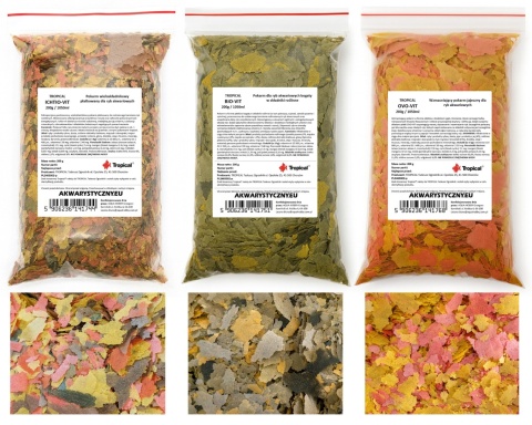 Zestaw pokarmów Tropical 600g/3150ml – Ichtio-Vit, Bio-Vit, Ovo-Vit dla ryb