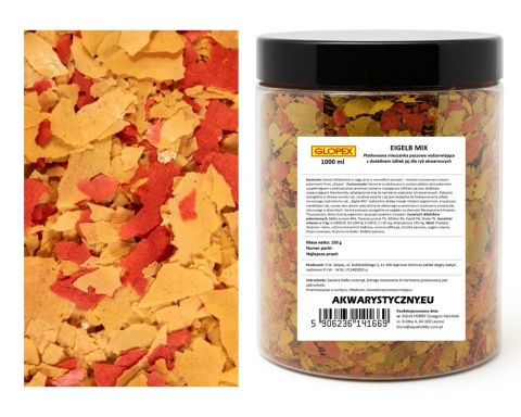 Zestaw 3 pokarmów płatkowanych Glopex 3×1000 ml (Vegetal, Basic, Eigelb)