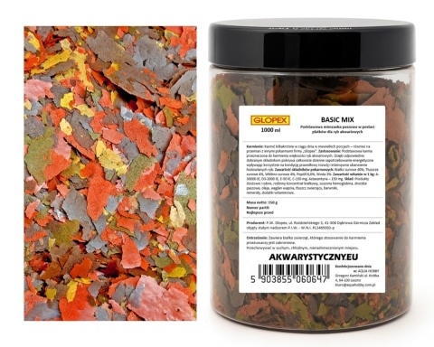 Zestaw 3 pokarmów płatkowanych Glopex 3×1000 ml (Vegetal, Basic, Eigelb)