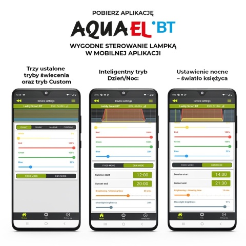 Aquael Leddy Smart BT czarny – lampka LED do akwarium 10–50 l z Bluetooth