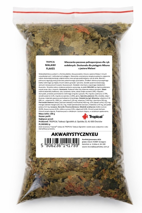 Tropical Malawi Flakes 200g/1050ml – pokarm roślinny dla pyszczaków mbuna