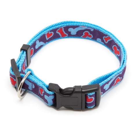 Komplet smycz i obroża Basic Style serca/kość, szerokość 2 cm