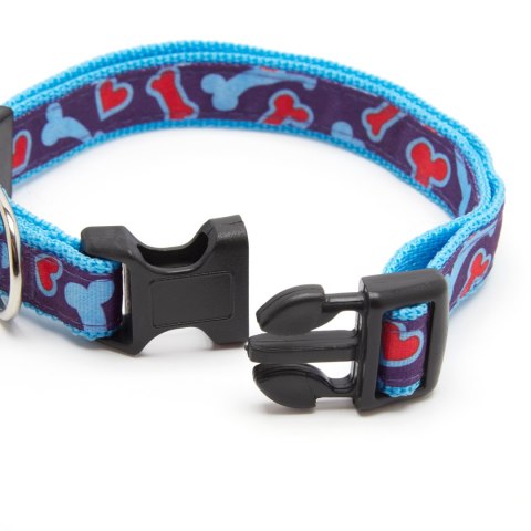 Komplet smycz i obroża Basic Style serca/kość, szerokość 2 cm