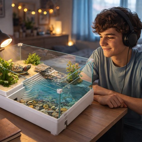 Kruger Meier Turtle Shell Garden - akwarium dla żółwia z wyspą 49x31x18.5