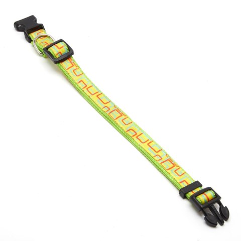 Obroża Basic Style, wzór geometryczny żółto-zielony, obwód 60 cm